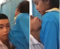 Hai em học sinh đóng cửa lén làm tình giờ ra chơi